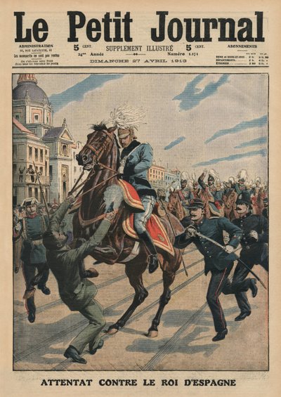 Moordaanslag op koning Alfonso XIII van Spanje, voorpagina illustratie uit 